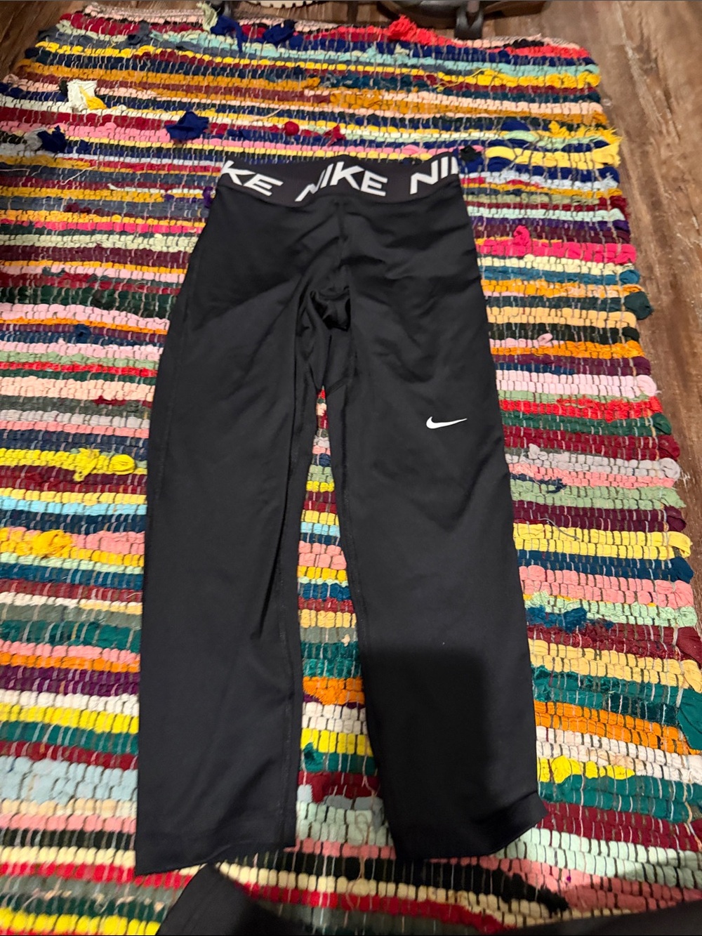 Nike Black Athletic Leggings with White Swoosh
